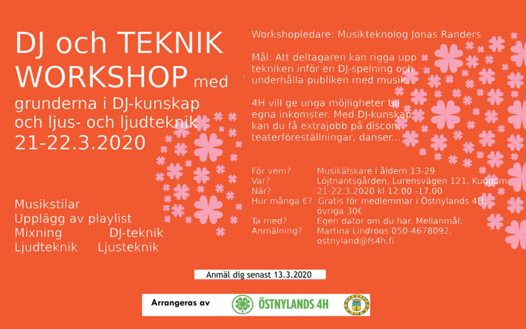 DJ och teknik workshop ordnas tillsammans med ÖN4H